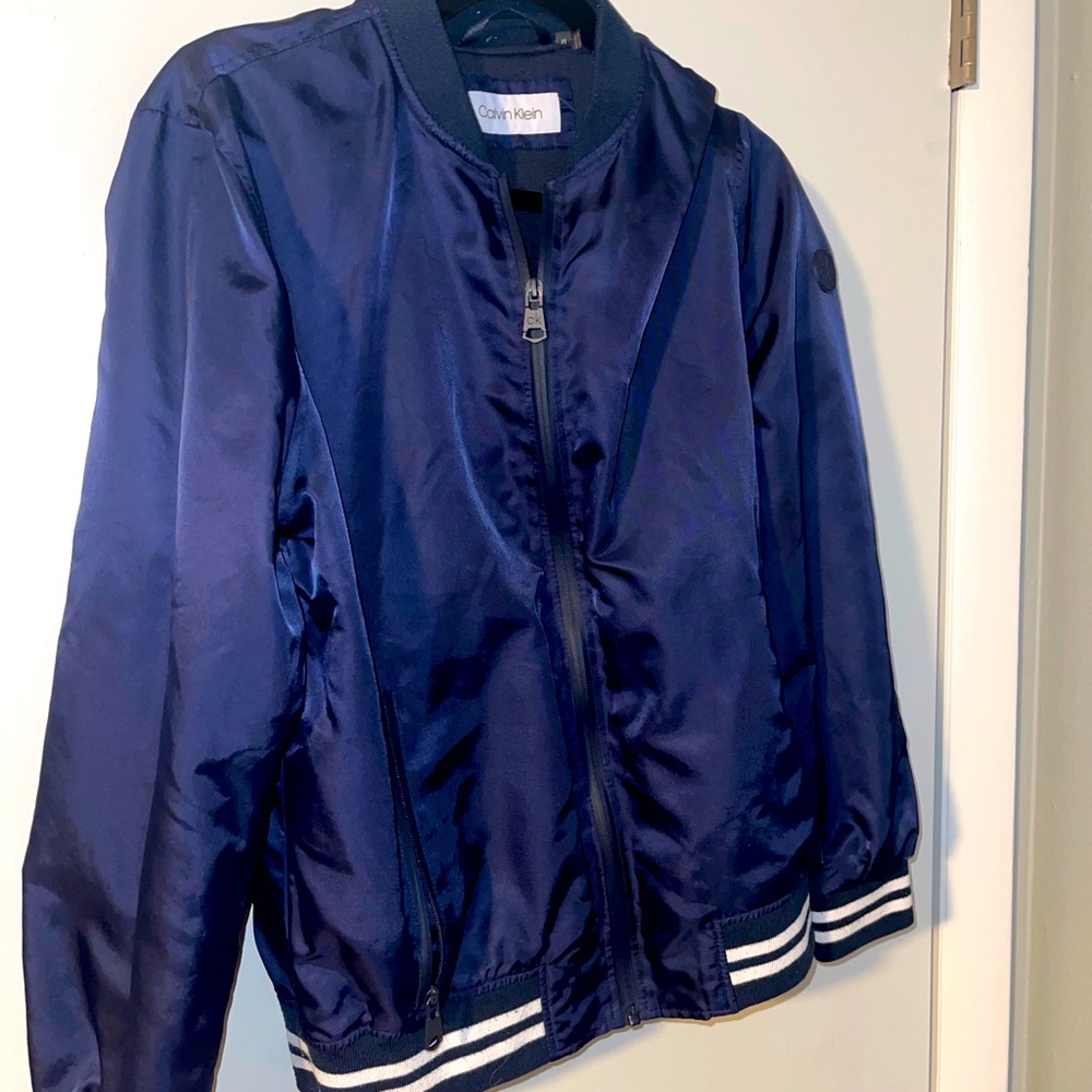 CALVIN KLEIN Men's Size Medium Navy Blue Classic Bomber  Jacket